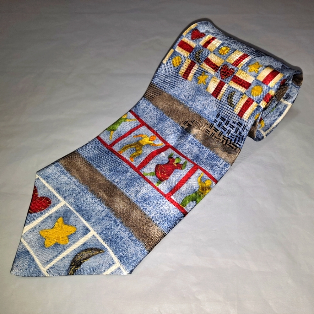 Mahogany Spanish Heritage 💯 Silk Men's Necktie 57-60" x 4" Blue & Multi-colored